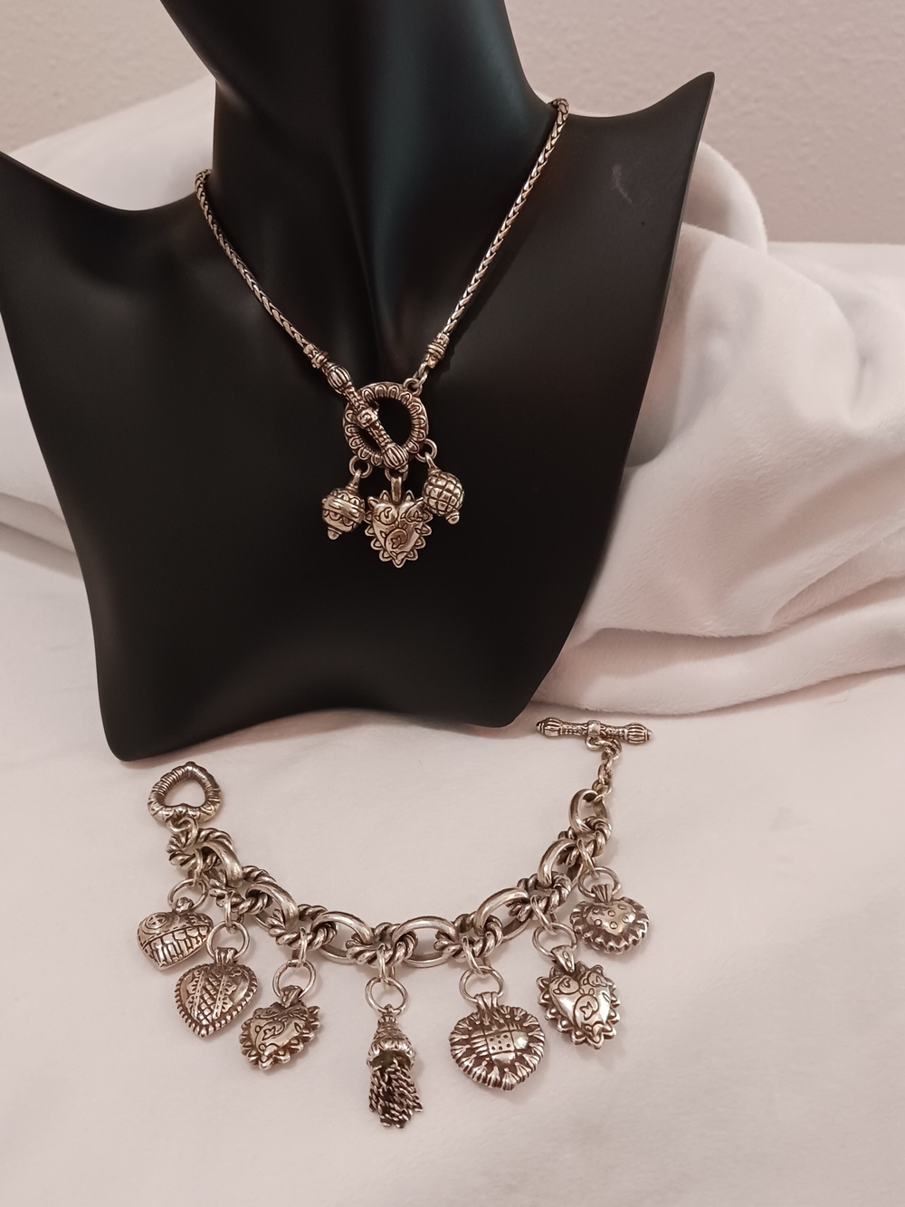 Brighton Silver-Tone Charm Necklace and Charm Bracelet Set